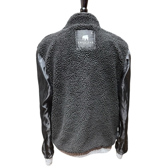 American Stitch Gray Cable Knit Full-Zip Sweater Fleece Lined Jacket Size S - Picture 5 of 10